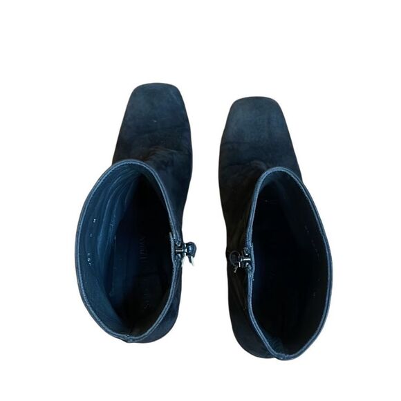 Stuart Weitzman black suede heeled Booties 4” heel shin height size 9 - Picture 6 of 8